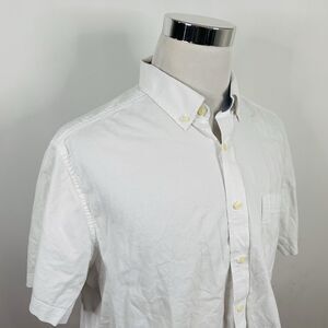 Nautica XL Classic Fit Short Sleeve Oxford Shirt White Stretch Cotton Blend